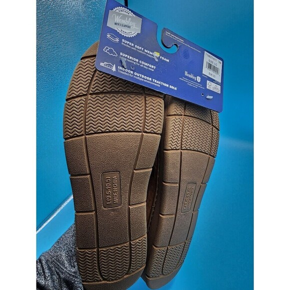 NEW Wembley Men's Large 9.5-10.5 Slip On Fuax Fur suede Clog Slippers Brown - Picture 6 of 6